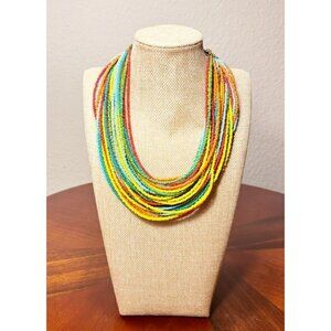 Multi Strand Seed Beaded Multicolored Necklace